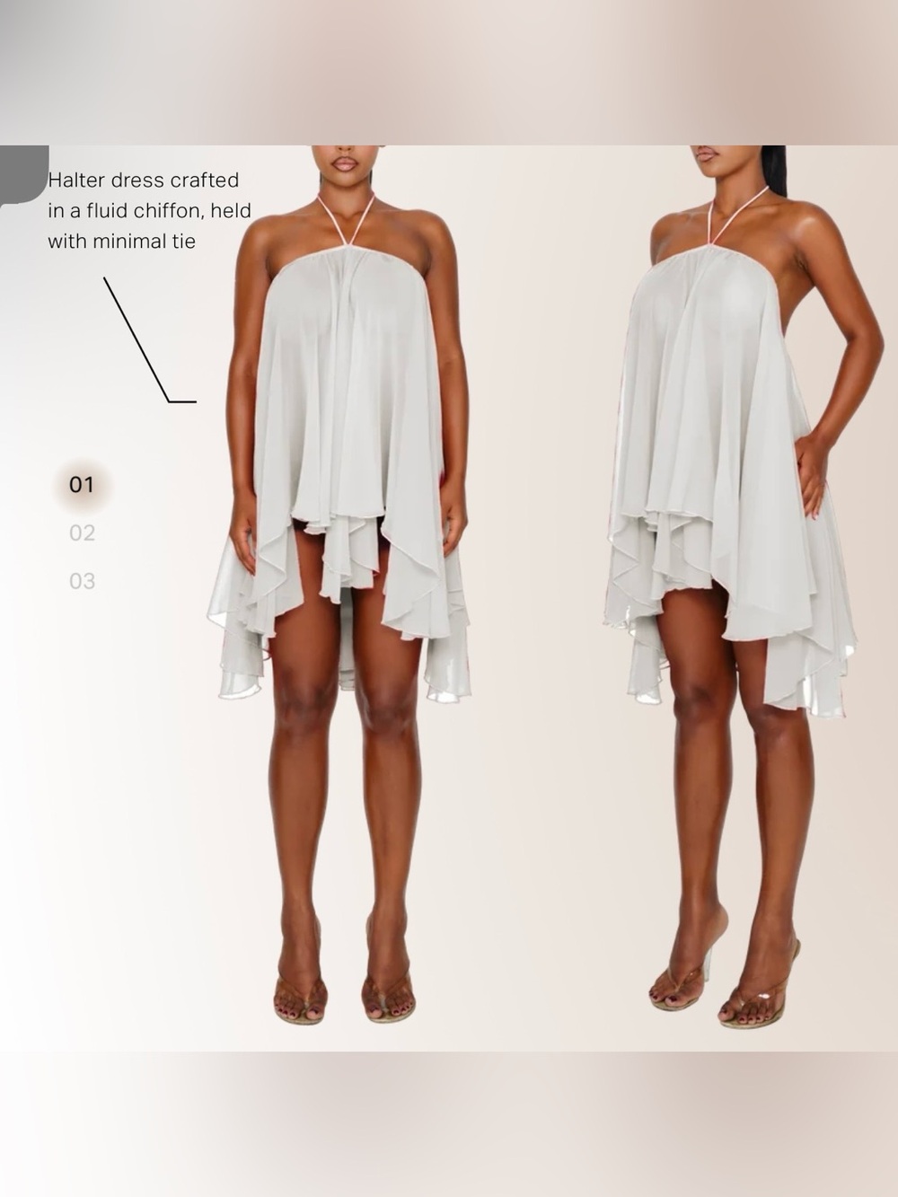 Chiffon Halter High-Low Mini Dress in White - That Chantilly